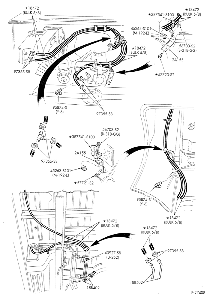 Схема HEATER HOSES & TUBES-6 cyl. - 4.9L - w/o A/C - w/aux. heat - L.W.B.-E