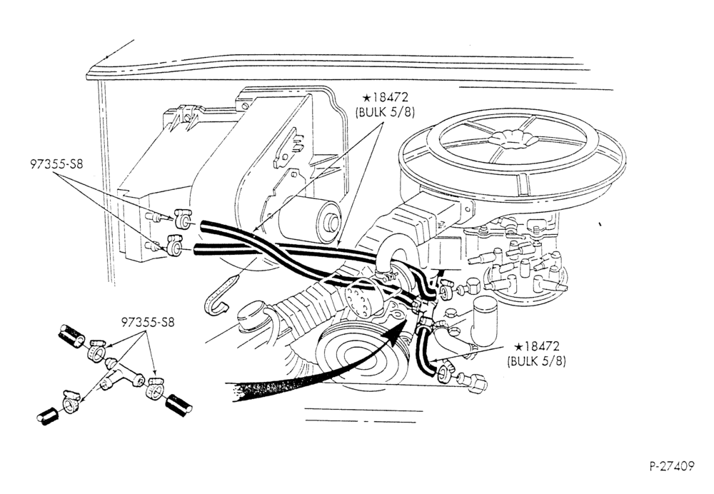 Схема HEATER HOSES & TUBES-8 cyl. - 5.0L - w/o A/C - w/o aux. heat-E