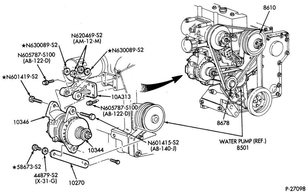 Схема Стартер, IGNITION AND HEADLAMP SWITCHES-Alternator mounting brackets - 6 cyl. FD-1460 diesel - Delco Remy