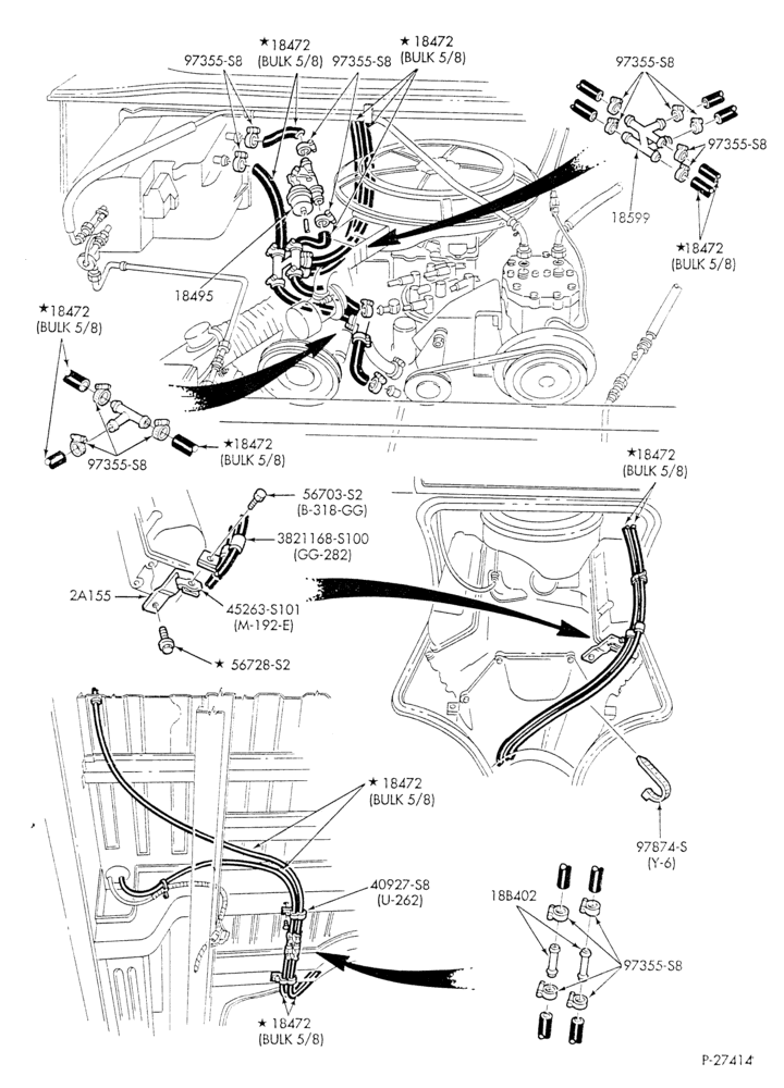 Схема HEATER HOSES & TUBES-8 cyl. - 5.0L - w/A/C - w/aux. heat - California - S.W.B.-E