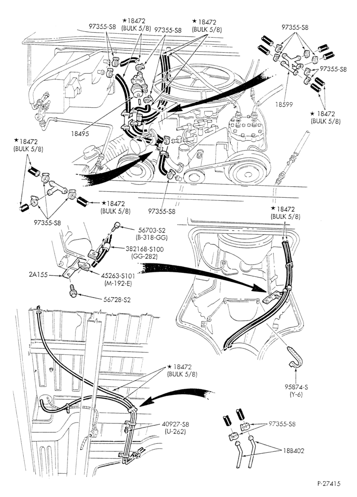 Схема HEATER HOSES & TUBES-8 cyl. - 5.0L - w/A/C - w/aux. heat - California - L.W.B.-E