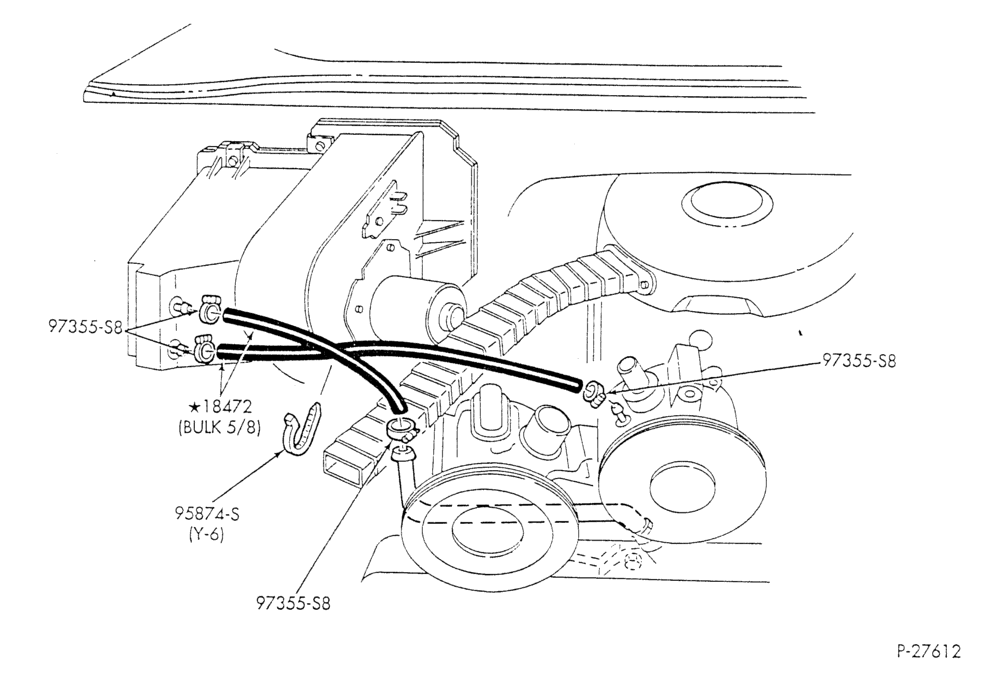 Схема HEATER HOSES & TUBES-8 cyl. - 7.5L - w/o A/C - w/o aux. heat-E