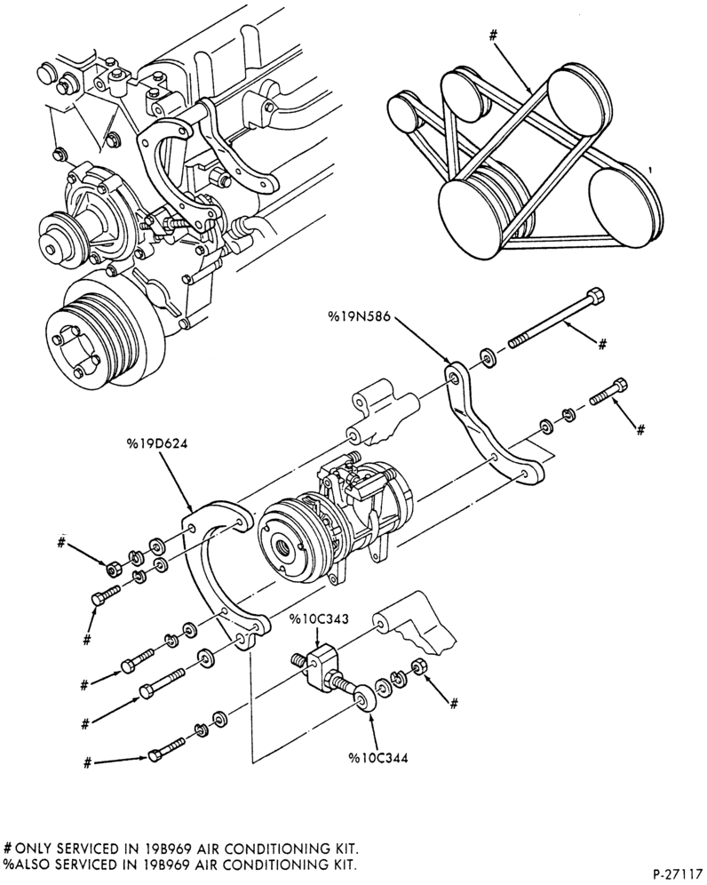 Схема AIR CONDITIONING-(dlr. instl. (1989)-6 cyl. 401 (6.6L) & 476 (7.8L) diesel-F600/800