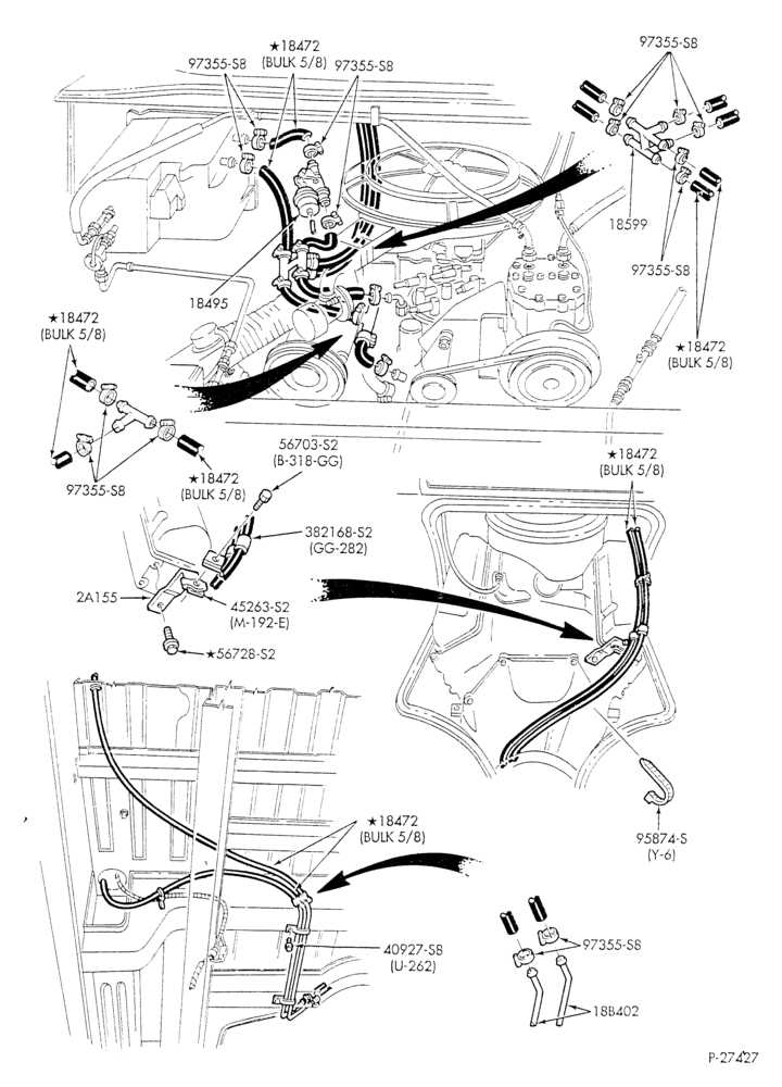 Схема HEATER HOSES & TUBES-8 cyl. - 5.8L - w/A/C - w/aux. heat - California-E