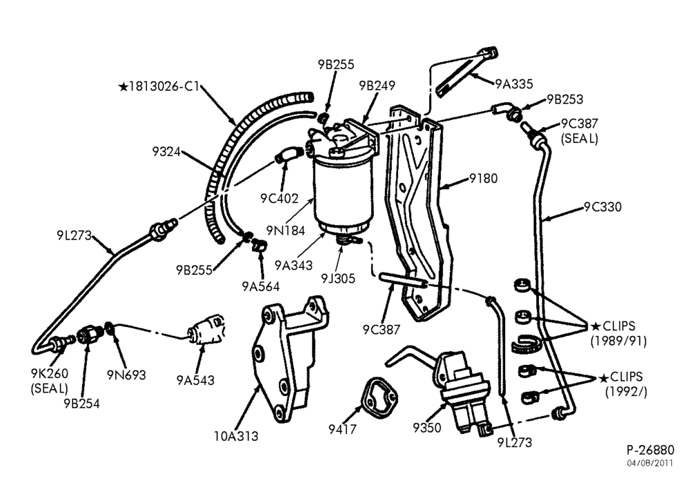 Схема 8 CYL. 7.3L - DIESEL-Fuel piping, pump & related parts