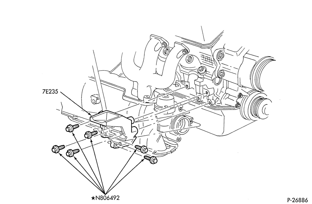 Схема AX4N & AX4S TYPE - EXTERNAL PARTS-AX4N & AX4S TYPE - transmission to engine brace - 6 cyl. 3.8L