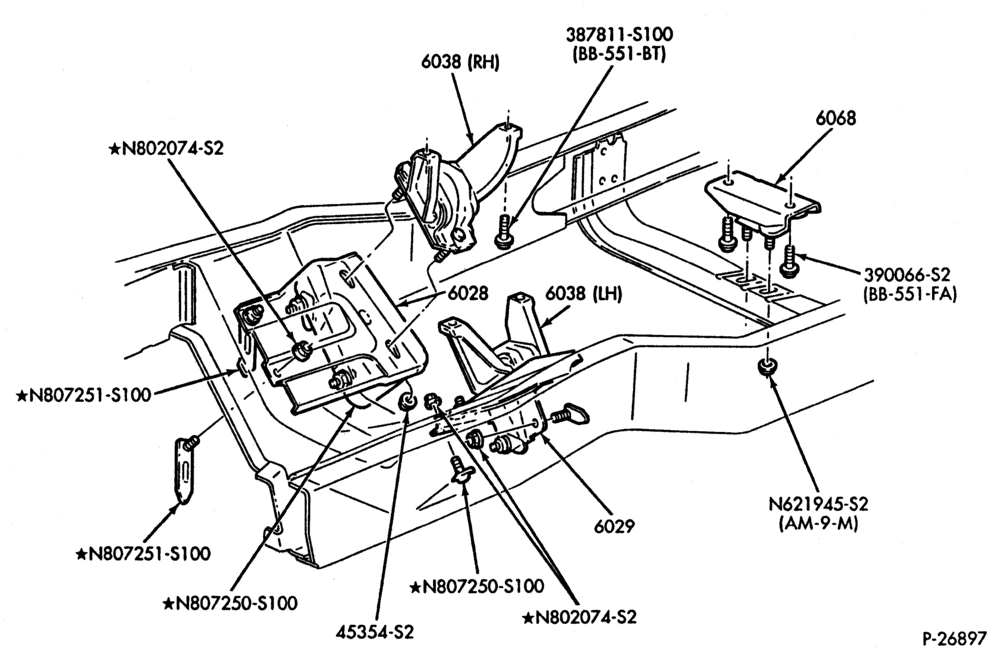 Схема 8 CYL. 5.8L-Engine supports - front & rear-E150/350