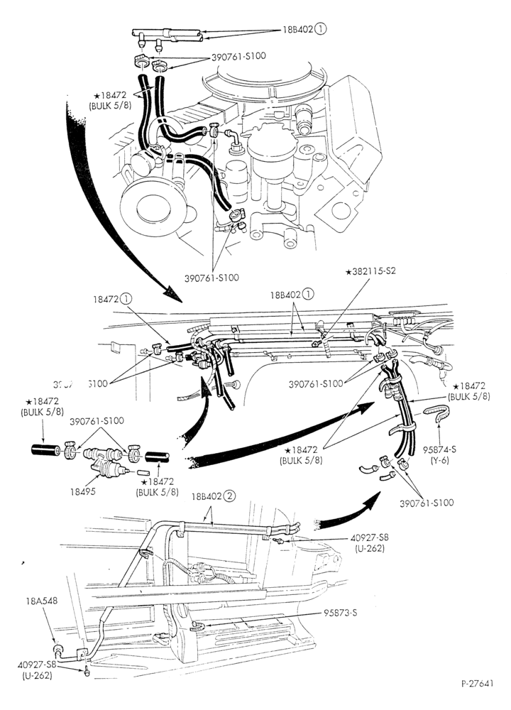Схема HEATER HOSES & TUBES-8 cyl. - 5.8L - w/A/C - w/aux. heat-E