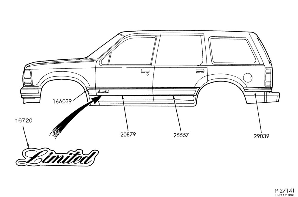 Схема Молдинг - 4 DOOR - BODYSIDE нижн. - "LIMITED EDITION"