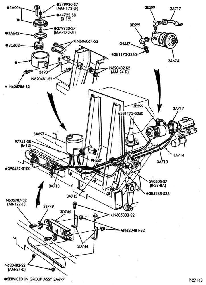 Схема STEERING-Power steering system - Pump installation - 8 cyl. 7.5L-F53(Stripped Chassis)