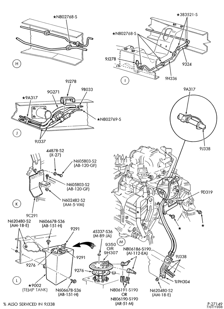 Схема FUEL SYSTEM AND CALIBRATION-Fuel lines & related parts - Page B ""From 2/93''