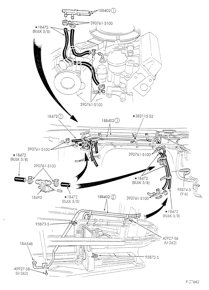 Схема HEATER HOSES & TUBES-8 cyl. - 5.8L - w/aux. A/C - w/aux. heat-E