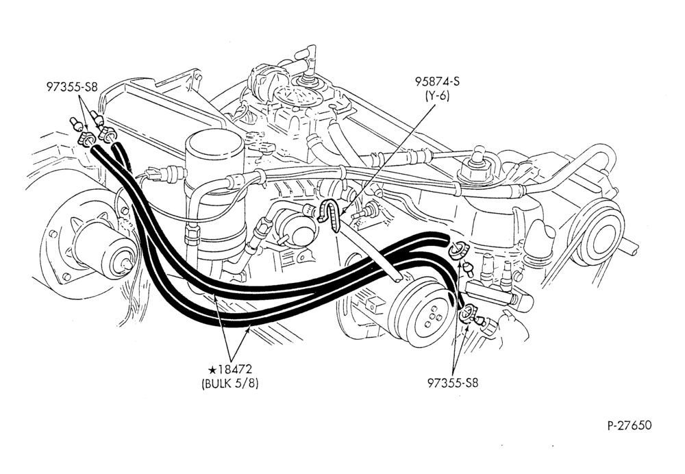 Схема HEATER HOSES & TUBES-6 cyl. - 4.9L - w/A/C - w/o aux. heat-F & U