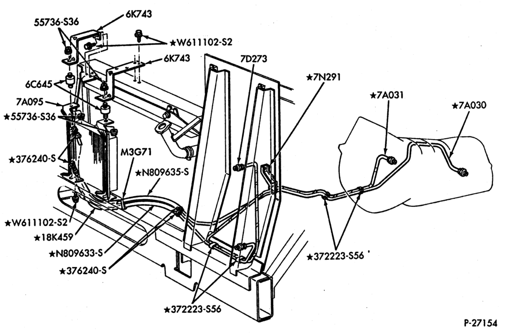 Схема C6 TYPE-EXTERNAL PARTS - Oil cooling system - 8 cyl. 5.0L, 5.8L & 7.5L - w/aux. oil cooler-F53(Stripped Chassis)