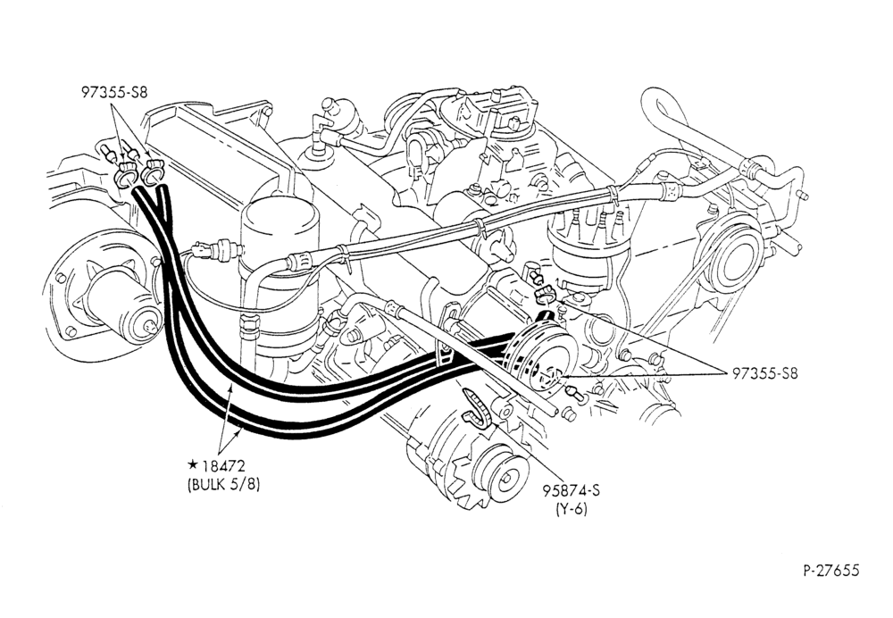 Схема HEATER HOSES & TUBES-8 cyl. - 5.0L - w/A/C - w/o aux. heat-F & U