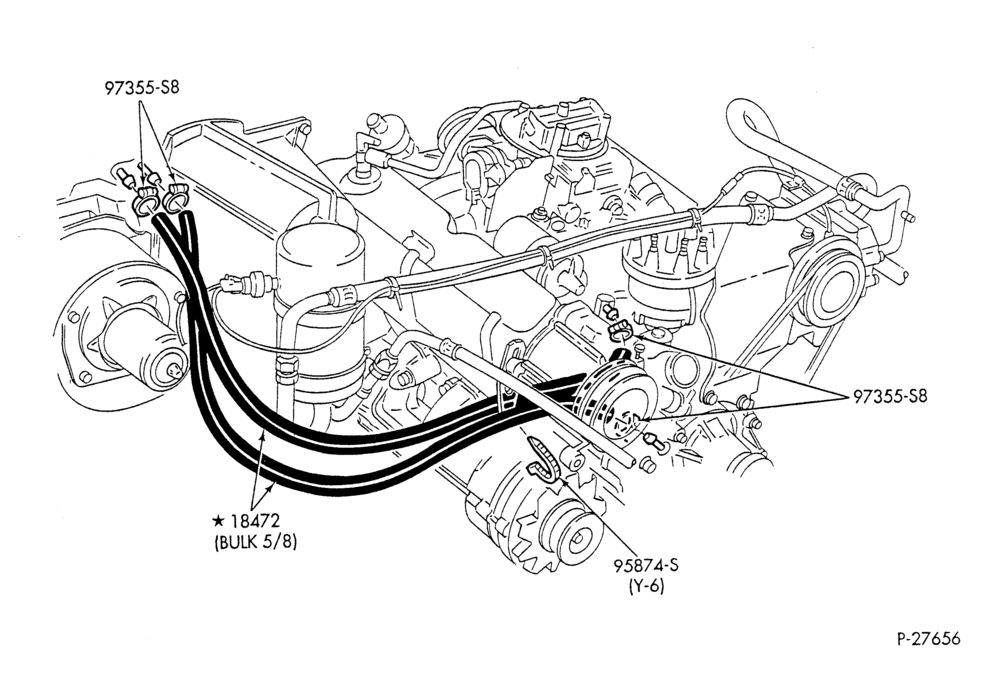 Схема HEATER HOSES & TUBES-8 cyl. - 4.2L - w/A/C - w/o aux. heat-F & U