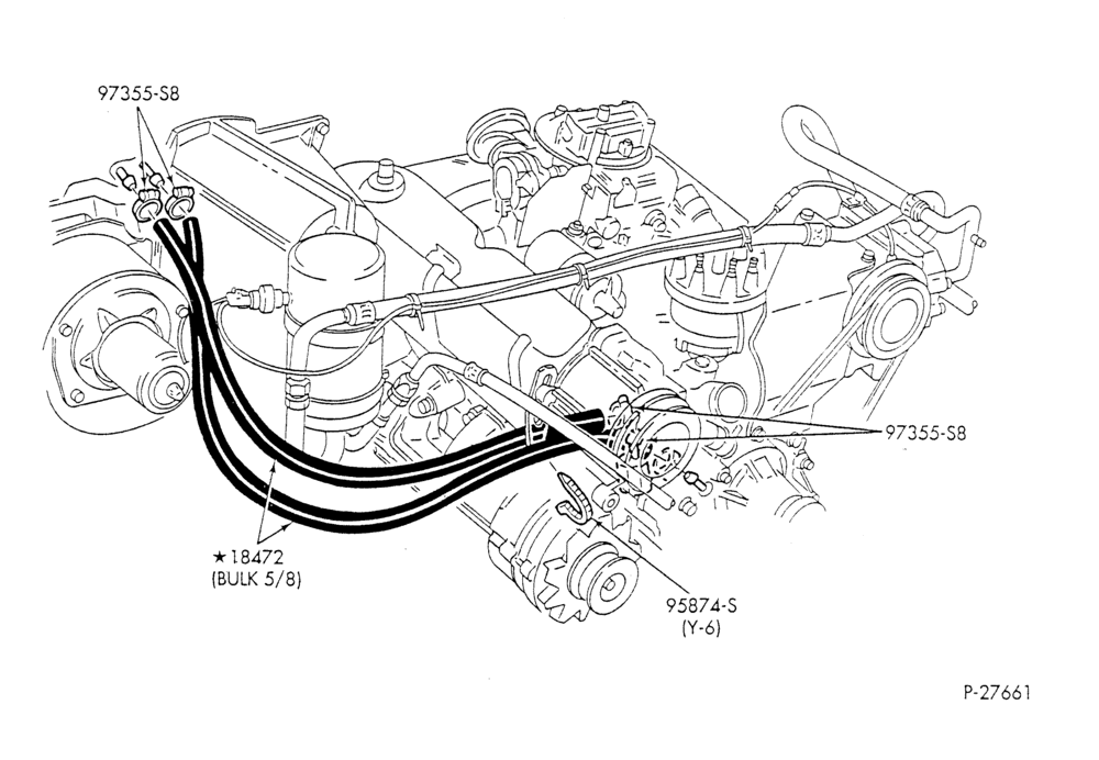 Схема HEATER HOSES & TUBES-8 cyl. - 5.8L & 6.6L - w/A/C - w/o aux. heat-F & U