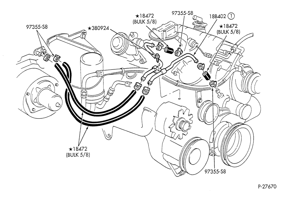 Схема HEATER HOSES & TUBES-6 cyl. - 3.8L - w/A/C-F & U