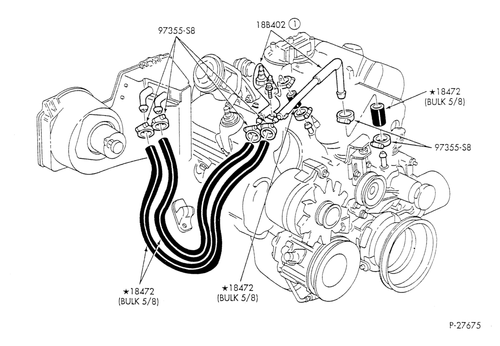 Схема HEATER HOSES & TUBES-6 cyl. - 3.8L - w/o A/C-F & U