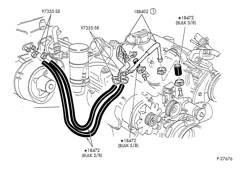 Схема HEATER HOSES & TUBES-6 cyl. - 3.8L - w/A/C-F & U