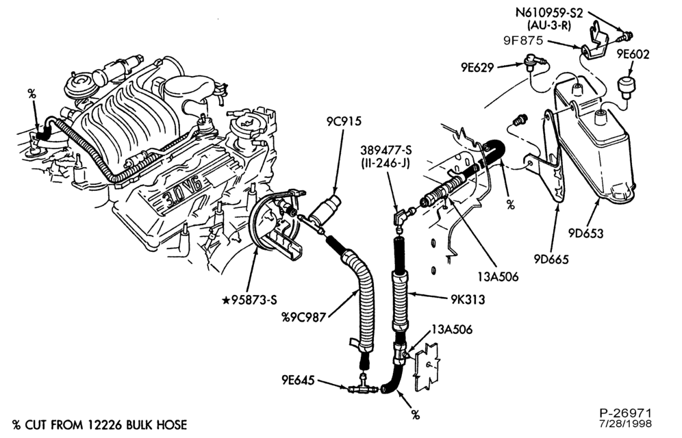 Схема 6 CYL. 3.0L - EXC. SHO-Fuel vapor canister and related parts