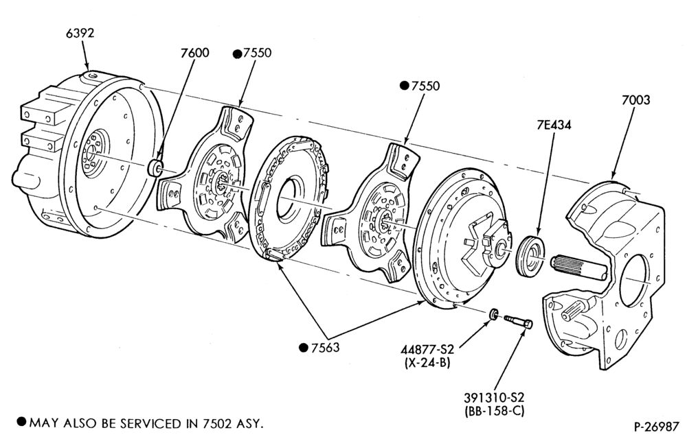 Схема EXTERNAL PARTS-CLUTCH and BRAKE PEDAL PARTS - Clutch asy. - dual plate - 6 cyl. FD-1060 & FD-1460-F-FT600/900