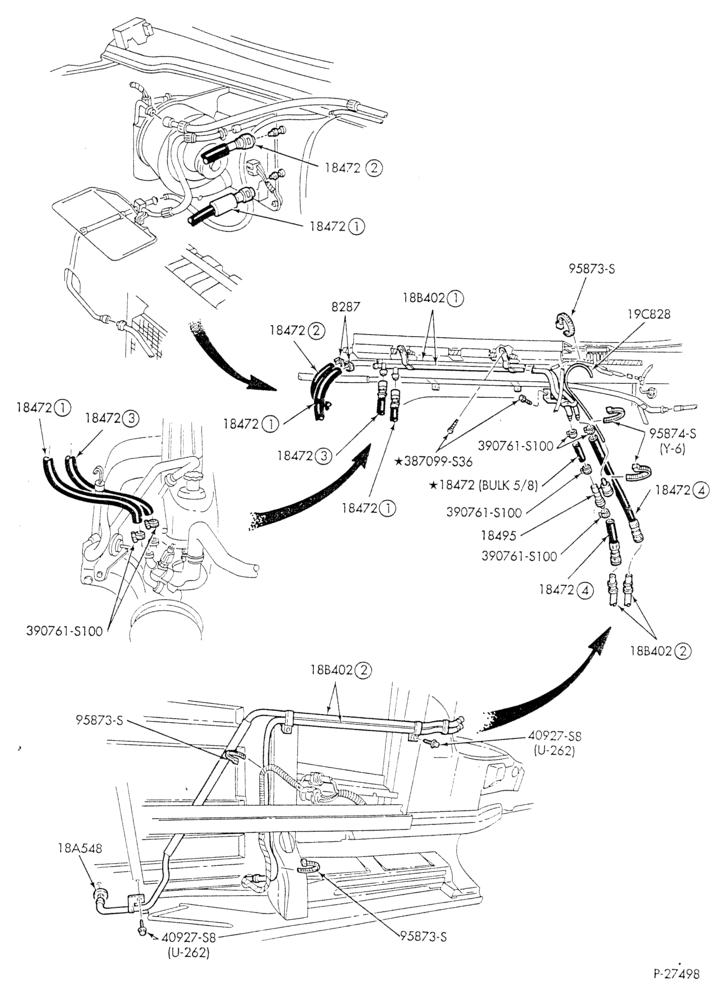 Схема HEATER HOSES & TUBES-6 cyl. - 4.9L - w/A/C - w/aux. heat-E