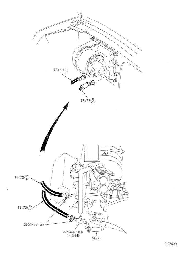Схема HEATER HOSES & TUBES-8 cyl. - 5.0L - w/o aux. heat-E