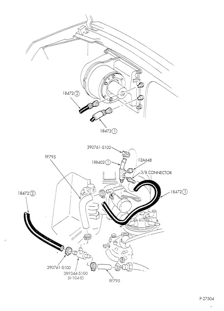 Схема HEATER HOSES & TUBES-8 cyl. - 5.8L - w/o aux. heat-E