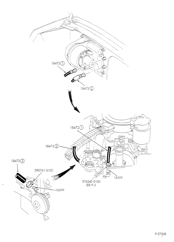 Схема HEATER HOSES & TUBES-8 cyl. - 7.3L - w/o aux. heat-E