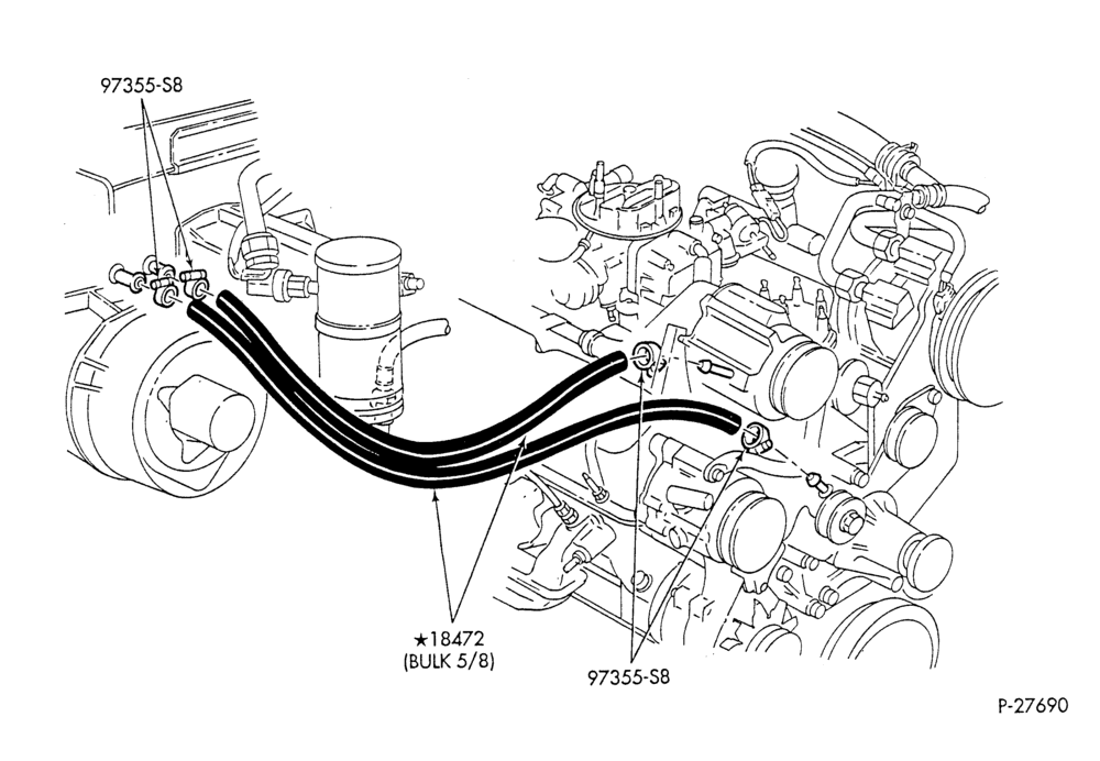 Схема HEATER HOSES & TUBES-8 cyl. - 5.8L - w/A/C - over 8500 G.V.W.-F & U