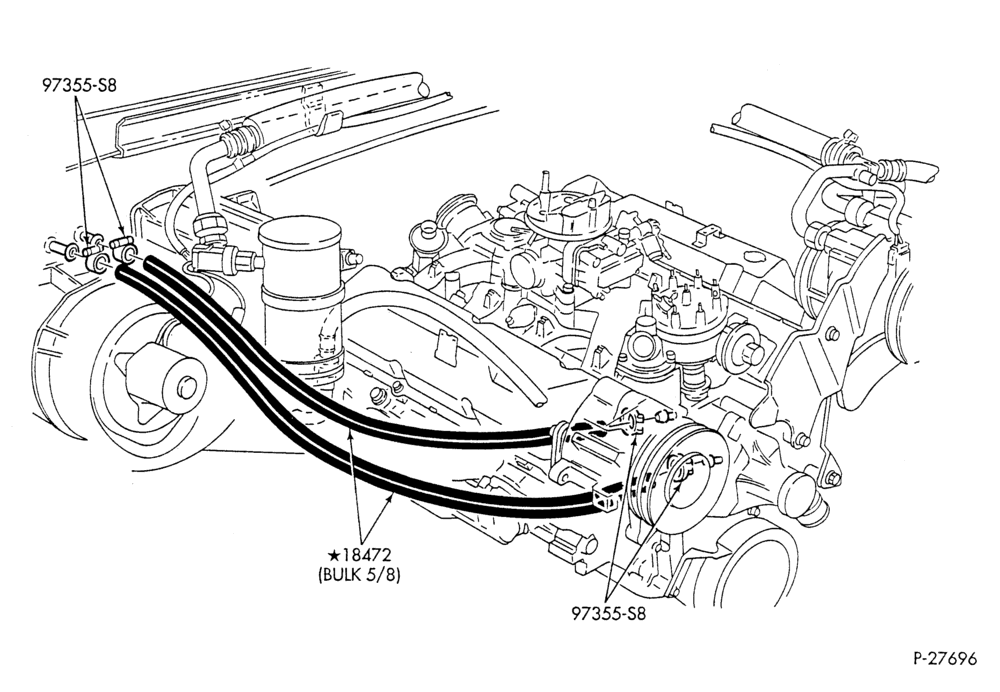 Схема HEATER HOSES & TUBES-8 cyl. - 7.5L - w/A/C - California-F & U