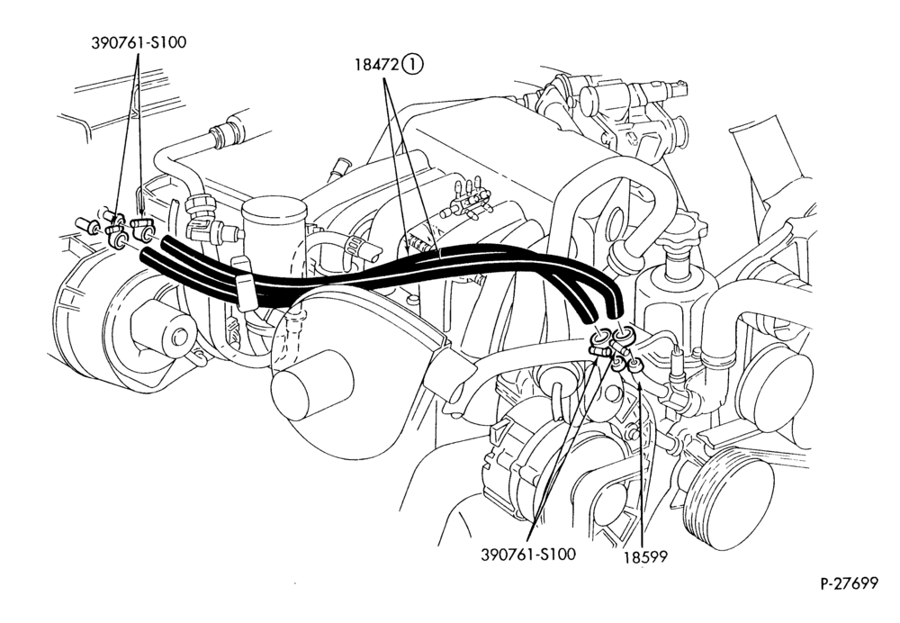 Схема HEATER HOSES & TUBES-6 cyl. - 4.9L-F & U