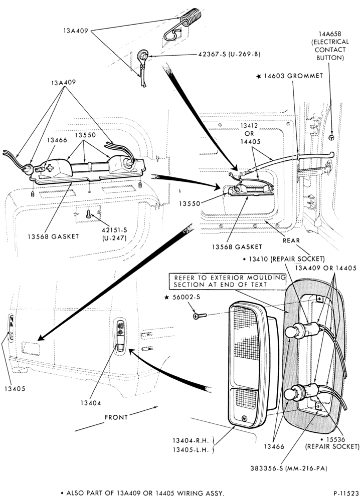 Схема LAMPS-(1980/86) Rear lamp, backup lamp, license plate lamp and related parts-E100/350