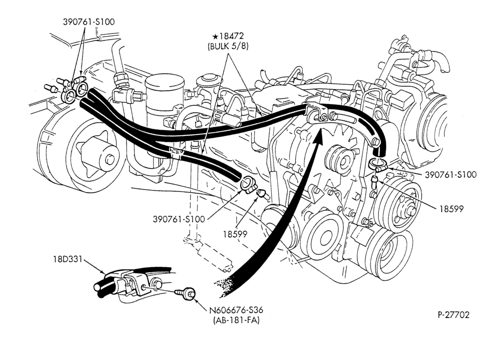 Схема HEATER HOSES & TUBES-8 cyl. - 6.9L-F & U