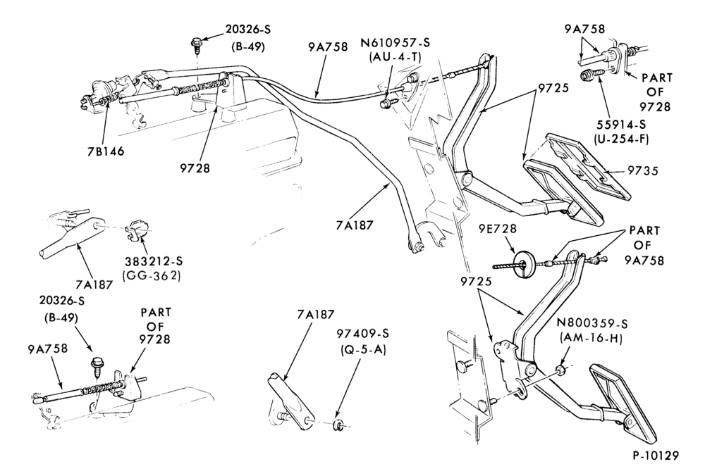 Схема 8 CYL. 5.0L (302 C.I.D.)-Accelerator linkage- C4