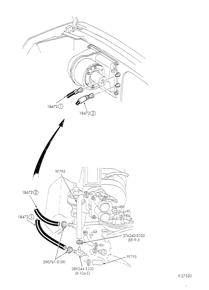 Схема HEATER HOSES & TUBES-8 cyl. - 5.0L - w/o aux. heat-E