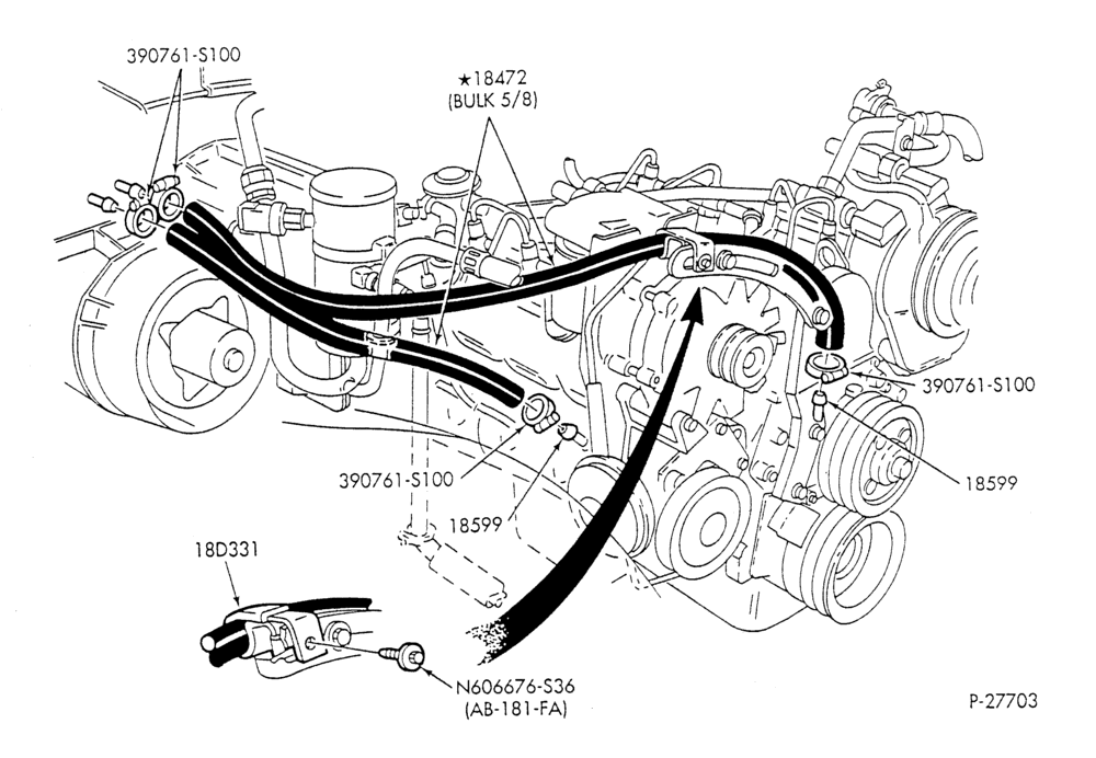 Схема HEATER HOSES & TUBES-8 cyl. - 7.3L-F & U
