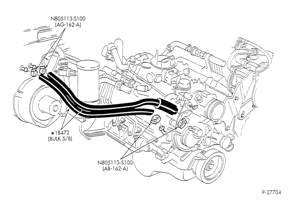Схема HEATER HOSES & TUBES-8 cyl. - 7.5L - exc. California-F & U