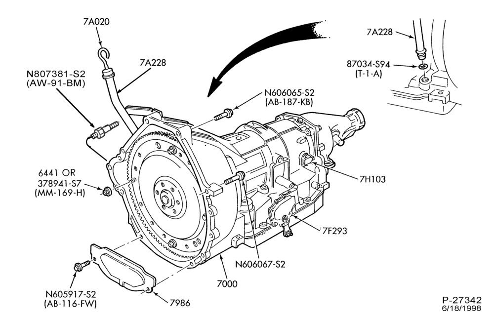 Схема 4R70W TYPE - EXTERNAL PARTS-Transmission installation - 8 cyl. 4.6L