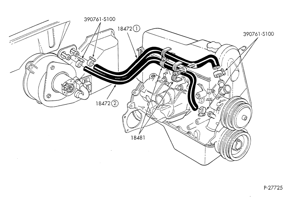 Схема HEATER HOSES & TUBES-4 cyl. - 2.3L EFI-R & B