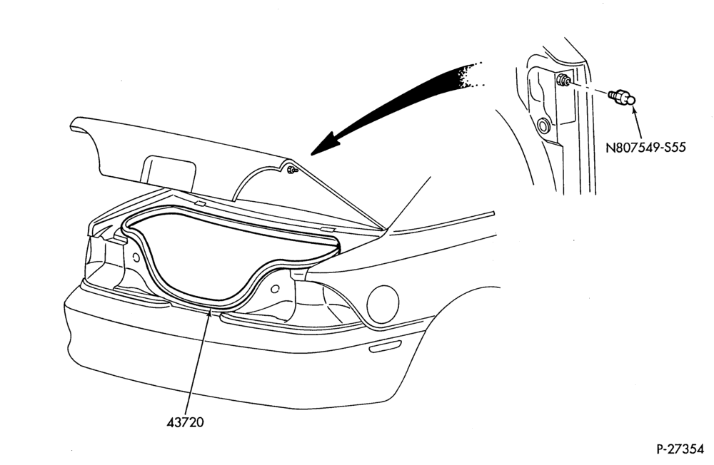 Схема LIFT/TAILGATE, LUGGAGE & BACK WINDOW-Luggage compartment door weatherstrip