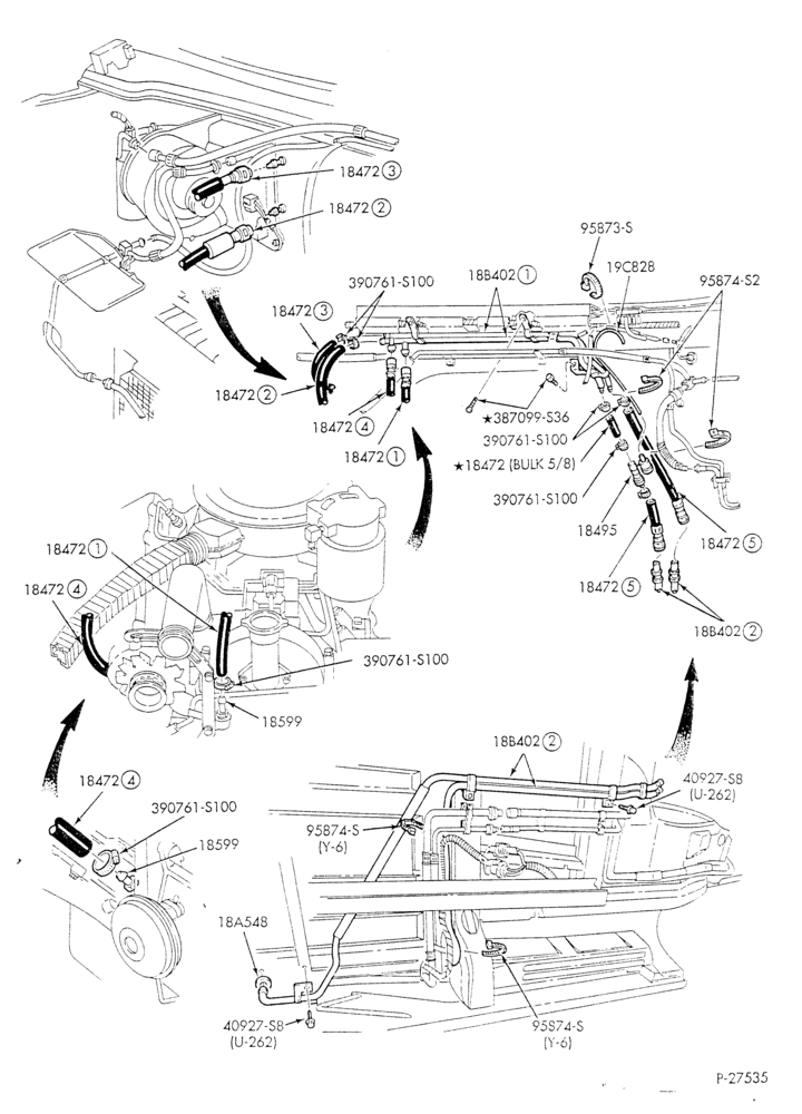 Схема HEATER HOSES & TUBES-8 cyl. - 7.3L - w/aux. A/C - w/aux. heat - C-6 trans.-E