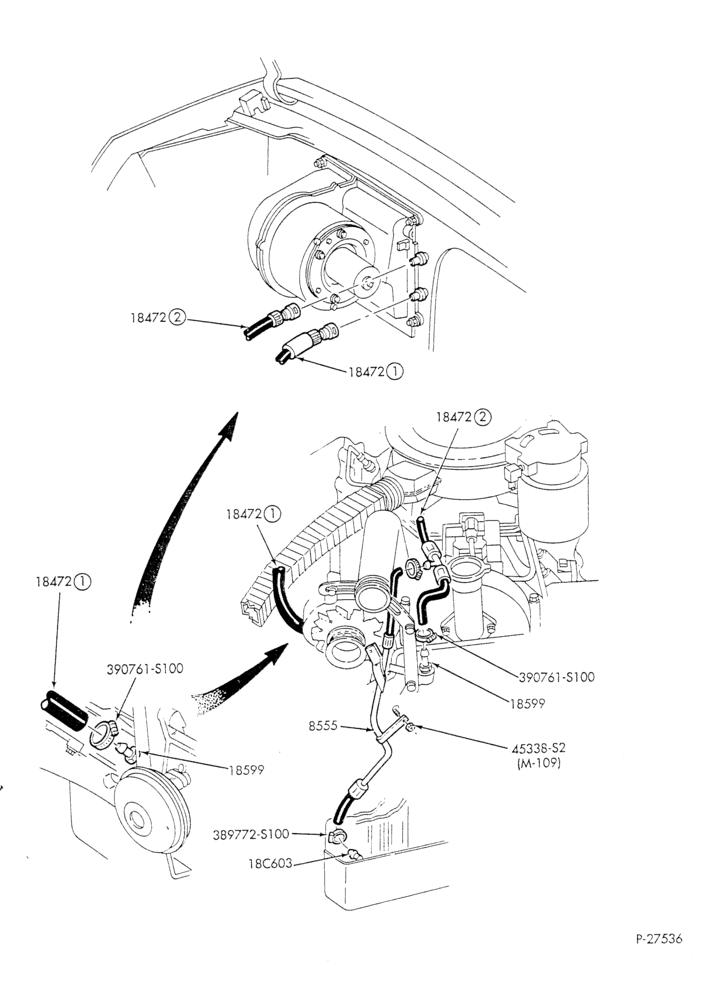 Схема HEATER HOSES & TUBES-8 cyl. - 7.3L - w/o aux. heat - E4OD trans.-E