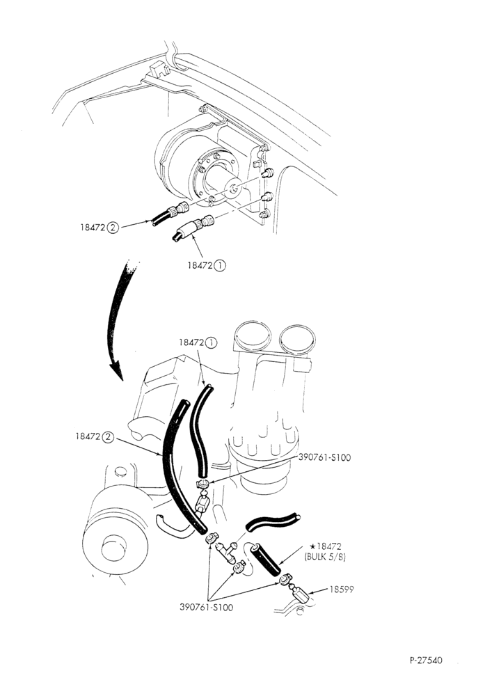 Схема HEATER HOSES & TUBES-8 cyl. - 7.5L - w/o aux. heat - C-6 trans.-E