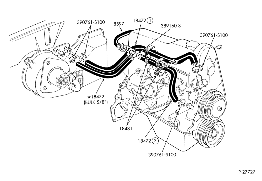 Схема HEATER HOSES & TUBES-4 cyl. - 2.3L EFI-R & B