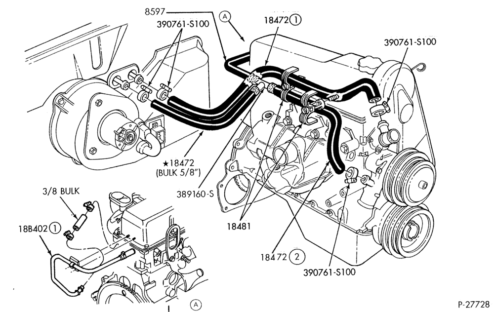 Схема HEATER HOSES & TUBES-4 cyl. - 2.3L EFI-R & B