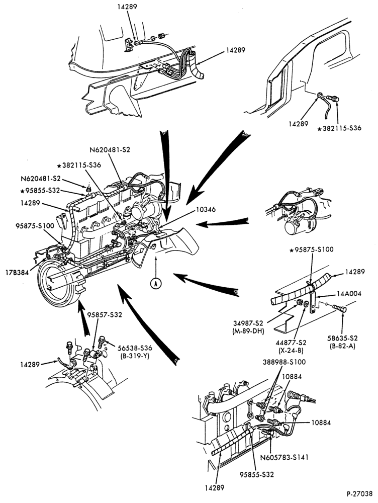 Схема Стартер, IGNITION AND HEADLAMP SWITCHES-Engine wiring - 6 cyl. FD-1460 diesel - Page A