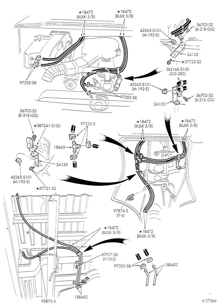 Схема HEATER HOSES & TUBES-6 cyl. - 4.9L - w/o A/C - w/aux. heat - L.W.B.-E