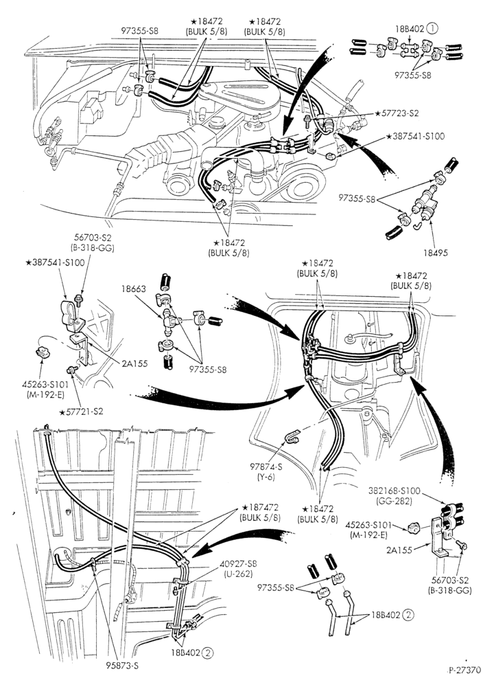 Схема HEATER HOSES & TUBES-6 cyl. - 4.9L - w/A/C - w/aux. heat - L.W.B.-E